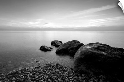 Black And White Beach In The Evening