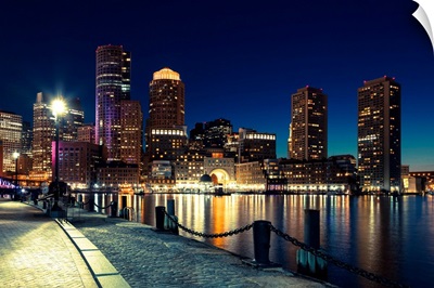 Boston Skyline By Night - Massachusetts