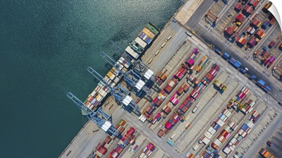Cargo Container In Factory Harbor At Industrial Estate