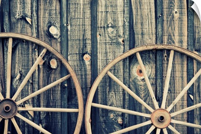 Close Up Of Two Wagon Wheels