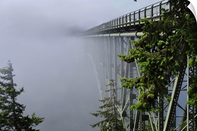 Deception Pass Bridge In Fog, Seattle, Washington