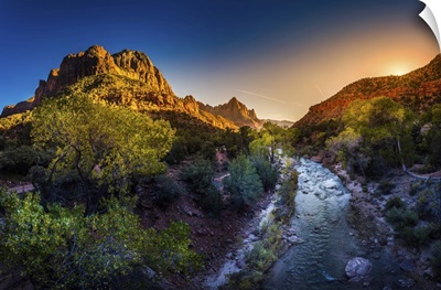 Fall Colors Of Zion National Park At Sunset