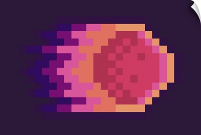 Falling Pixel Asteroid In Fire