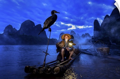 Fisherman Of Guilin, Li River And Karst Mountains At Dawn,  Guangxi, China
