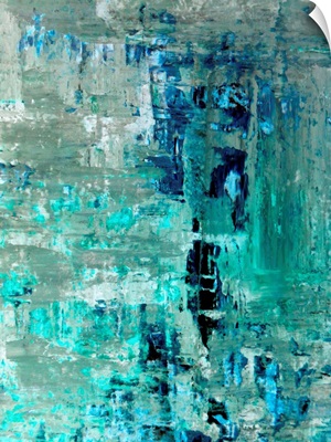 Generous - Modern blue and beige abstract painting