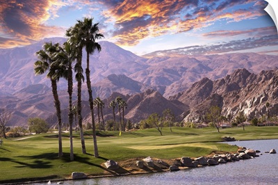 Golf Course At Sunset  In Palm Springs, California