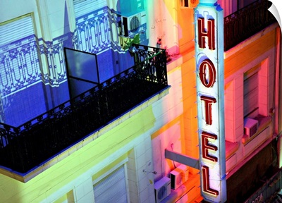 Hotel sign at night in Buenos Aires