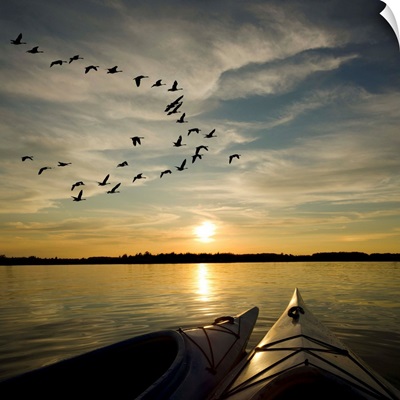 Kayaks on Lake Ontario at Sunset