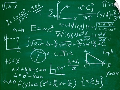 Math Formulas On Chalkboard