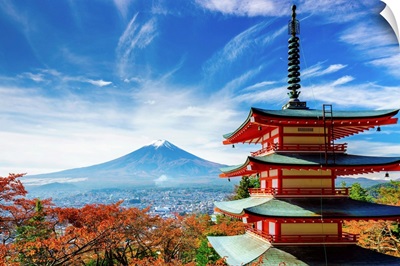 Mt. Fuji With Chureito Pagoda, Fujiyoshida, Japan