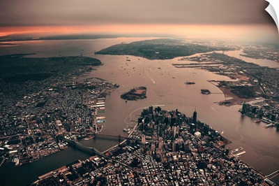 New York City Manhattan downtown aerial view