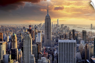 New York Skyline At Sunset