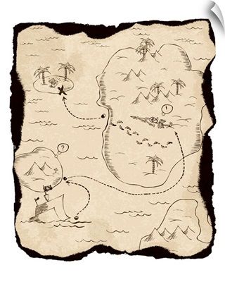 Old treasure map with burned edges