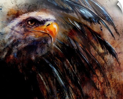 Painting of an Eagle on an Abstract Background