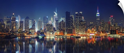 Panoramic View Of Manhattan At Night