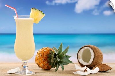 Pina Colada Cocktail On The Beach