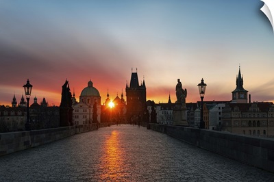 Prague Skyline With Historical Buildings At Sunrise In Czech Republic