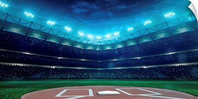 Professional baseball grand arena at night