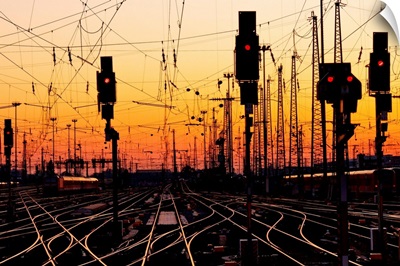 Railroad Tracks at Sunset