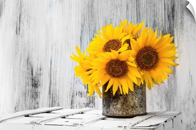 Sunflowers On A Wooden Crate