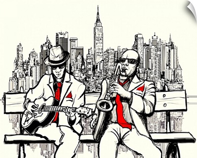 Two Jazz Musicians Playing In New York