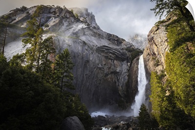 Winter Storm Descending On Yosemite Falls, Yosemite National Park, California
