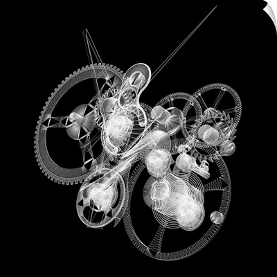 Wire Frame Render of a Clock Mechanism