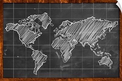 World Map Chalk Drawing