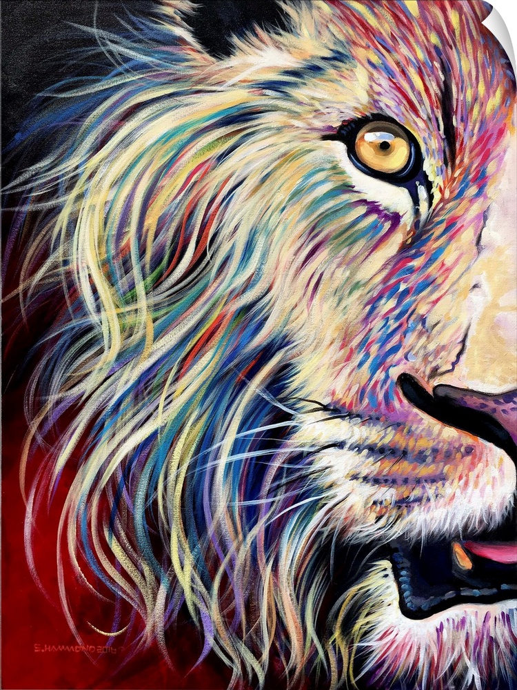 This piece is one of a series of very unique and colorful approach to animal portraits. All of the pieces are of Half of t...
