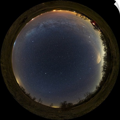 360 Degree Fish-Eye View Of The Northern Spring Celestial Sky Taken From Alberta, Canada