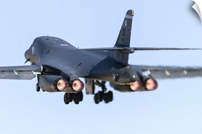 A B-1B Lancer of the US Air Force taking off from Nellis Air Force Base, Nevada