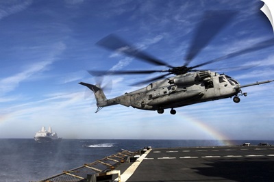 A CH-53E Super Stallion Prepares To Land On USNS Arctic