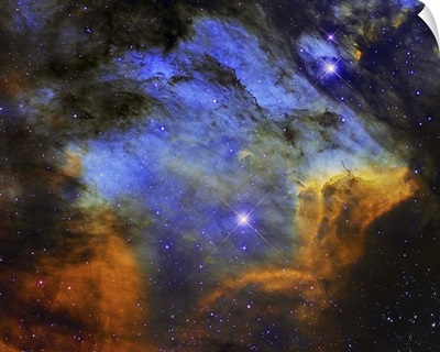 A colorful Pelican Nebula in the constellation Cygnus