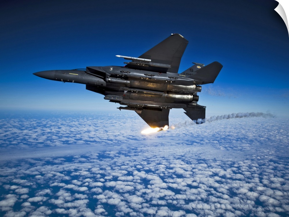 December 17, 2010 - A U.S. Air Force F-15E Strike Eagle aircraft releases flares during a local training mission over Nort...