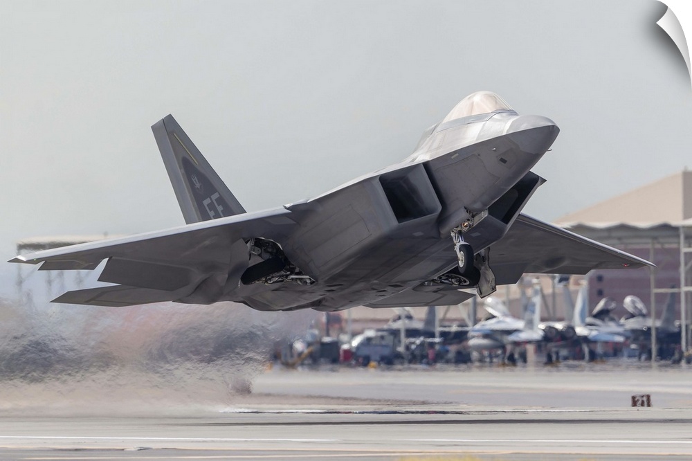 A F-22 Raptor of the U.S. Air Force launches from Nellis Air Force Base, Nevada.