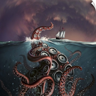 A fantastical depiction of the legendary Kraken