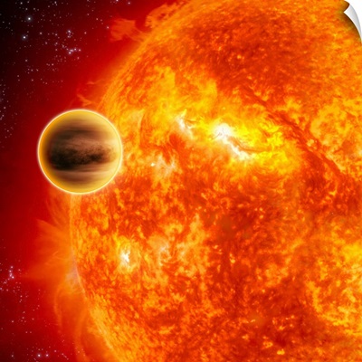 A gasgiant exoplanet transiting across the face of its star