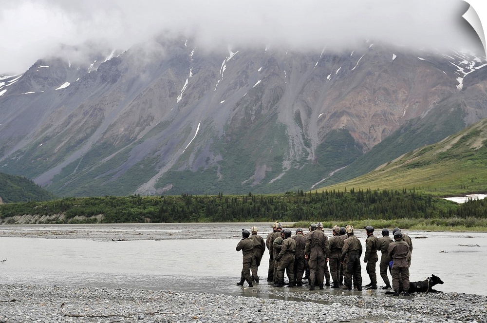 June 17, 2009 - A group of Navy SEAL's prepares to cross Phelan Creek during Northern Edge 2009. Northern Edge '09 is a la...