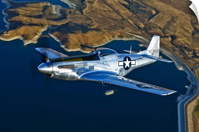 A North American P-51D Mustang flying near Chino, California