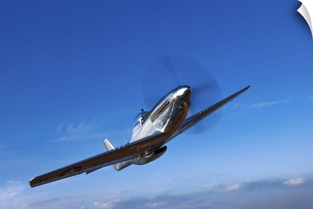 A North American P-51D Mustang in flight near Chino, California.