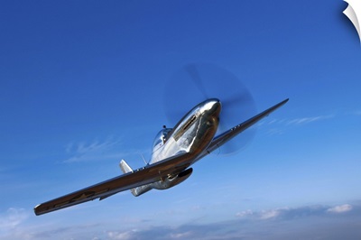 A North American P-51D Mustang in flight near Chino, California
