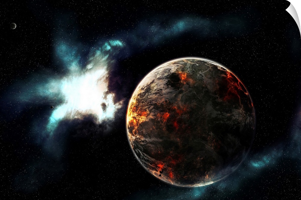 Artist's concept of a planet harvested off it's resources and left for dead on it's own.