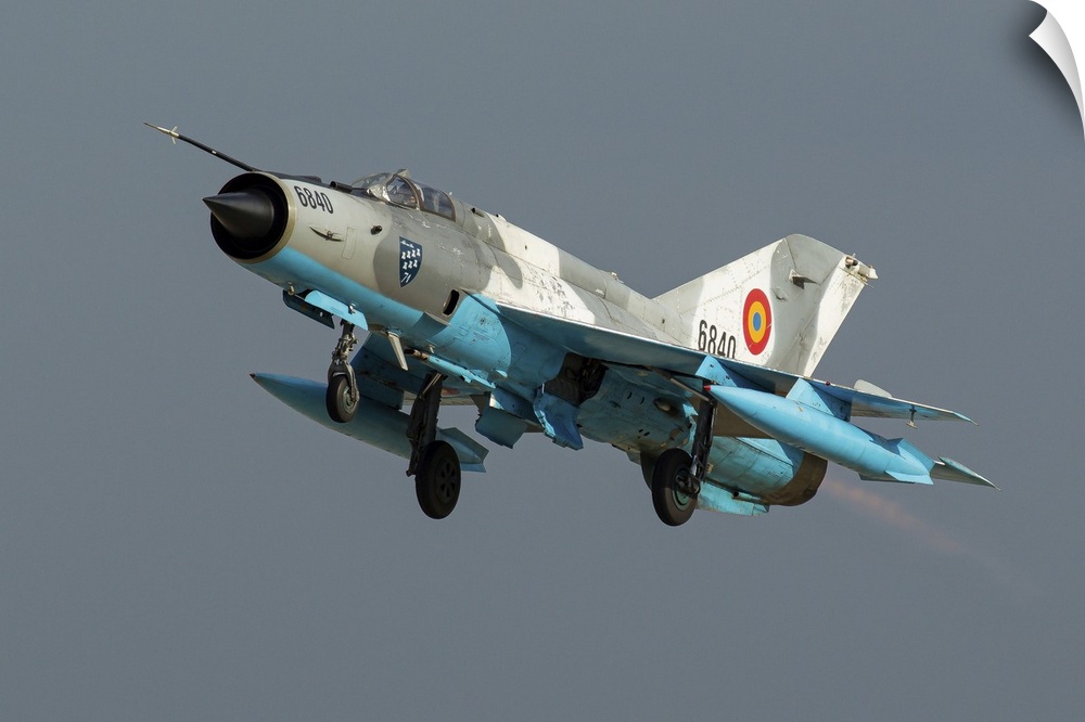 A Romanian Air Force MiG-21 LanceR takes off from its homebase Campia Turzii, Romania.