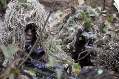 A sniper team spotter and shooter
