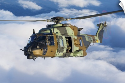 A Spanish Army NH90 Transport Helicopter During A Training Flight, Logrono, Spain