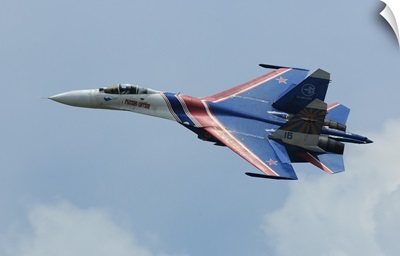 A Sukhoi Su-27 Flanker of the Russian Knights aerobatic team