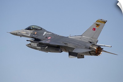 A Turkish Air Force F-16 Fighting Falcon Taking Off In Full Afterburner