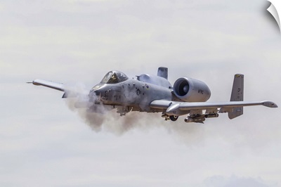 A U.S. Air Force A-10 Thunderbolt II fires its 30mm cannon