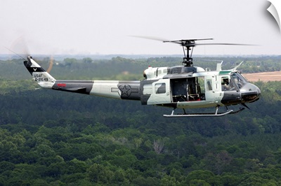 A U.S. Air Force UH-1H Huey in an experiment paint scheme