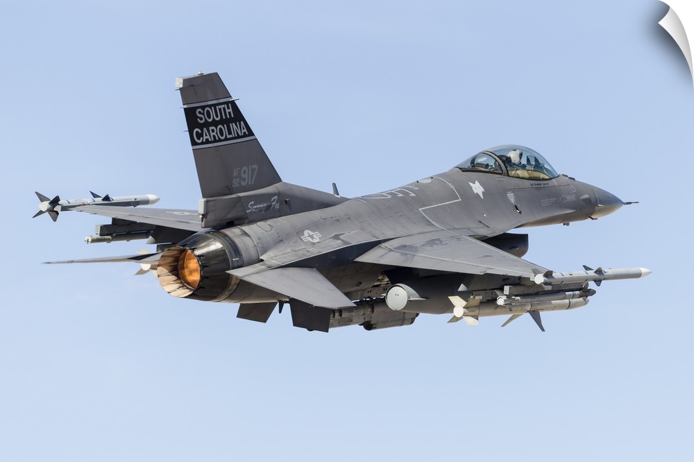 A U.S. Air Force F-16C Fighting Falcon taking off.